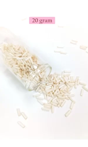 Uzun Boru Kesme Boncuk Çap 2mm Uzunluk 10 mm - 20 Gram - Açık Krem - BNC259