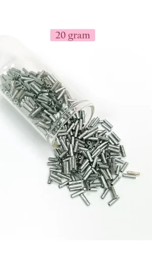 Uzun Boru Kesme Boncuk Çap 2mm Uzunluk 10 mm - 20 Gram - Desenli Gümüş - BNC244