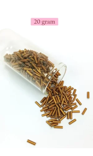 Uzun Boru Kesme Boncuk Çap 2mm Uzunluk 10 mm - 20 Gram - Gold - BNC248