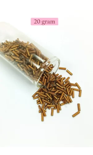 Uzun Boru Kesme Boncuk Çap 2mm Uzunluk 10 mm - 20 Gram - Koyu Altın - BNC226