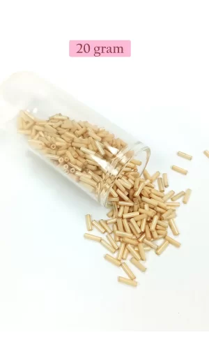 Uzun Boru Kesme Boncuk Çap 2mm Uzunluk 10 mm - 20 Gram - Koyu Krem - BNC229