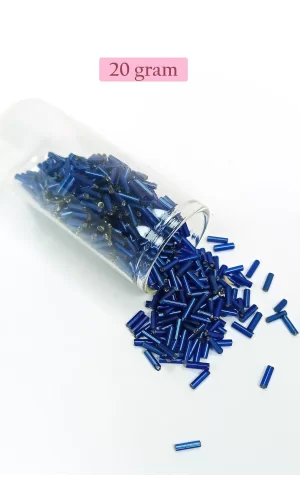 Uzun Boru Kesme Boncuk Çap 2mm Uzunluk 10 mm - 20 Gram - Lacivert - BNC233