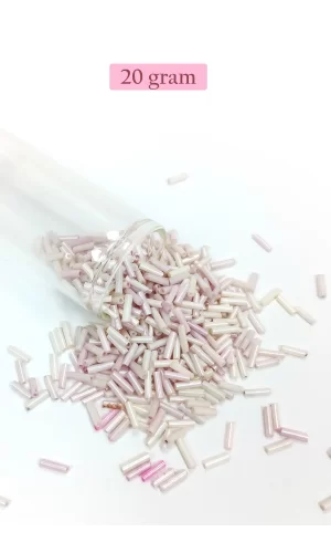 Uzun Boru Kesme Boncuk Çap 2mm Uzunluk 10 mm - 20 Gram - Mat Beyaz - BNC263