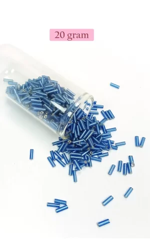 Uzun Boru Kesme Boncuk Çap 2mm Uzunluk 10 mm - 20 Gram - Mavi - BNC242
