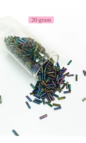 Uzun Boru Kesme Boncuk Çap 2mm Uzunluk 10 mm - 20 Gram - Mavi Yeşil - BNC230