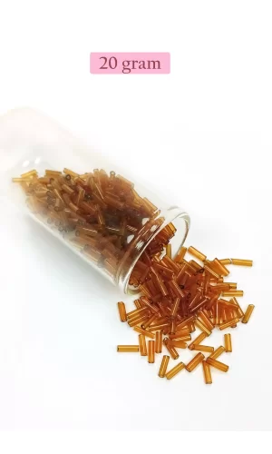Uzun Boru Kesme Boncuk Çap 2mm Uzunluk 10 mm - 20 Gram - Şeffaf Gold - BNC254