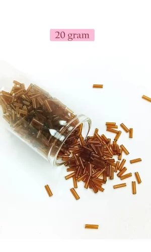 Uzun Boru Kesme Boncuk Çap 2mm Uzunluk 10 mm - 20 Gram - Şeffaf Kahverengi - BNC246