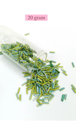 Uzun Boru Kesme Boncuk Çap 2mm Uzunluk 10 mm - 20 Gram - Yeşil Mavi - BNC250