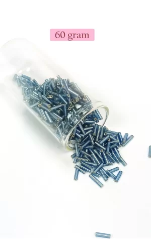 Uzun Boru Kesme Boncuk Çap 2mm Uzunluk 10 mm - 60 Gram - Camgöbeği Mavi - BNC267
