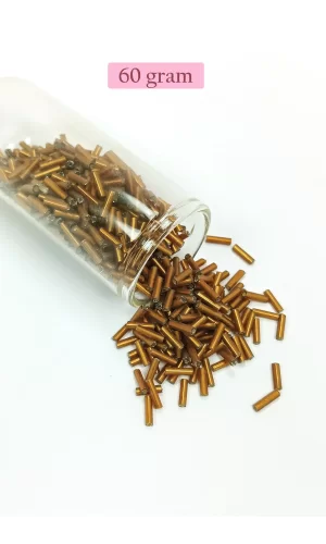 Uzun Boru Kesme Boncuk Çap 2mm Uzunluk 10 mm - 60 Gram - Koyu Altın - BNC265