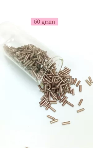 Uzun Boru Kesme Boncuk Çap 2mm Uzunluk 10 mm - 60 Gram - Koyu Bej - BNC264