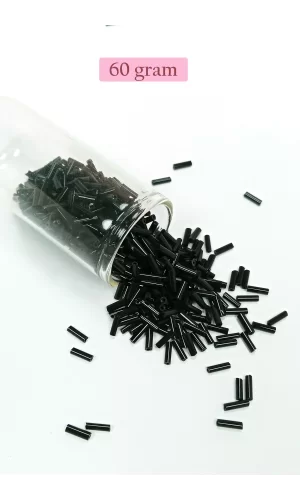 Uzun Boru Kesme Boncuk Çap 2mm Uzunluk 10 mm - 60 Gram - Siyah - BNC280