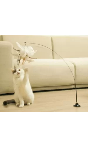 Vantuzlu Tüylü Zilli Kedi Oyun Oltası