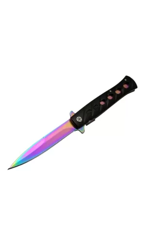 Venom K033 Gökkuşağı Kamp Çakı 23cm- Yarı Otomatik, Kemerlikli