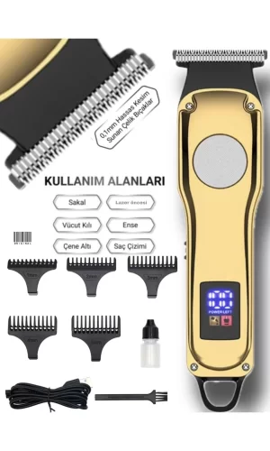 Volemi 00086 Profesyonel Sakal Ense Çizim Epilasyon Öncesi Dijital Göstergeli Tıraş Makinesi