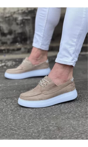 Wagoon WG508 Bej Süet Ortopedik Taban Erkek Casual Ayakkabı