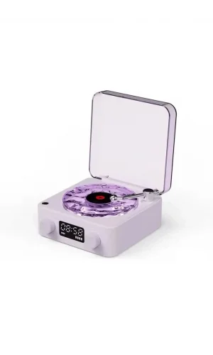 Waves Nostalji Plak Görünümlü Bluetooth Hoparlör 3d Ses Dalgası Retro Müzik Plak Mor