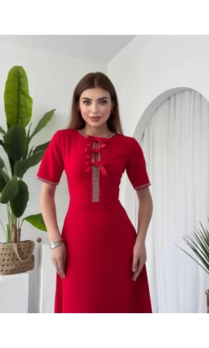 Wera Taşlı Fiyonk Detaylı Elbise