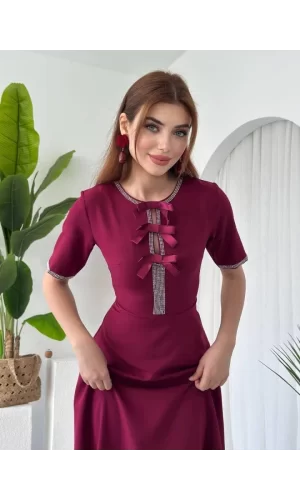 Wera Taşlı Fiyonk Detaylı Elbise