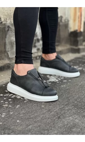 WG010 Gri Cilt Erkek Casual Ayakkabı