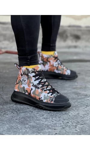 WG017 Koyu Askeri Erkek Yarım Bilek Casual Ayakkabı