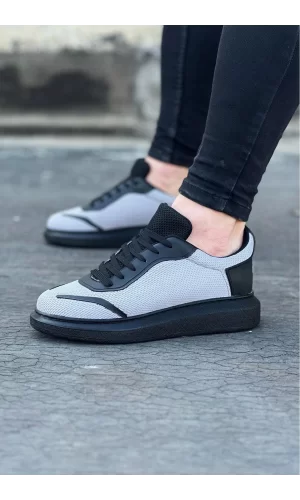 WG019 Gri Siyah Triko Erkek Casual Ayakkabı