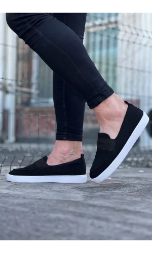 WG061 Siyah Triko Babet Erkek Casual Ayakkabı