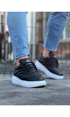 WG094 Siyah Cilt Erkek Casual Ayakkabı
