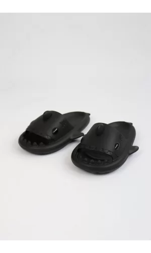 WG500 Köpekbalığı Siyah Unisex Tam Ortopedik Terlik Shark Slides