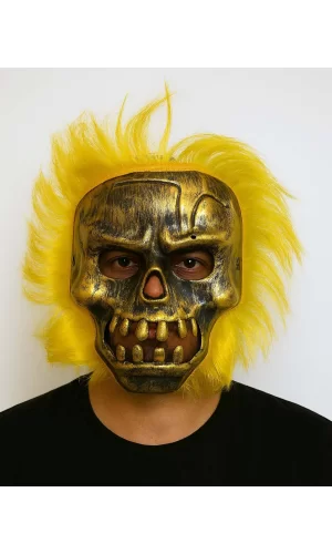 Wild Skull - Bakır Kafatası Sarı Saçlı İskelet Maske