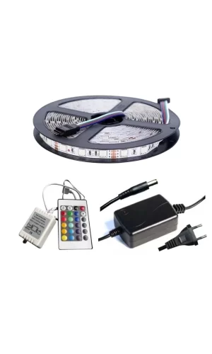 Winboss 5mt Rgb Şerit Led Slikonlu Adaptör Uzaktan Kumanda Tak Çalıştır