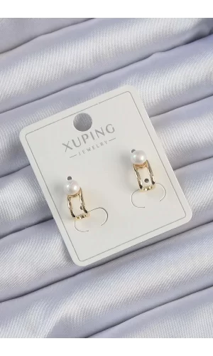 Xuping Gold Renk İnci Taşlı Halka Küpe