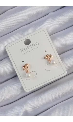 Xuping Rose Renk İnci Taşlı Düğüm Küpe
