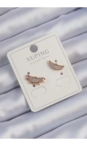 Xuping Rose Renk Zirkon Taşlı Ay ve Güneş Tasarımlı Küpe