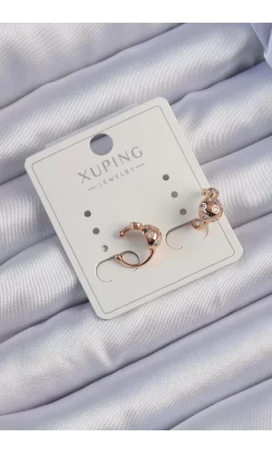 Xuping Rose Renk Zirkon Taşlı Bombeli Topçuk Earcuff Küpe