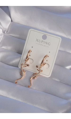 XUPİNG Rose Renk Zirkon Taşlı Kertenkele Model Halka Küpe