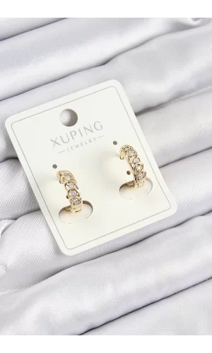 Xuping Zirkon Taşlı Ardışık Model Gold Renk Kadın Küpe