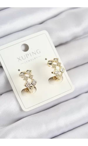 Xuping Zirkon Taşlı Baklava Model Gold Renk Kadın Küpe