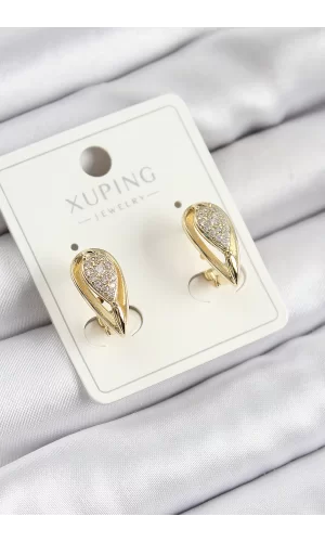 Xuping Zirkon Taşlı Damla Model Gold Renk Kadın Küpe