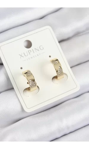 Xuping Zirkon Taşlı Desenli Halka Model Gold Renk Kadın Küpe