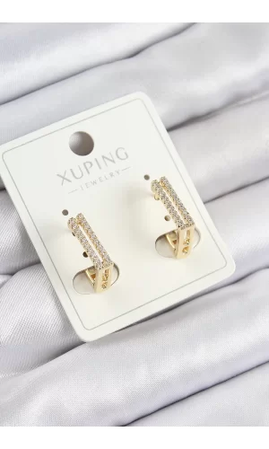 Xuping Zirkon Taşlı Dikdörtgen Model Gold Renk Kadın Küpe