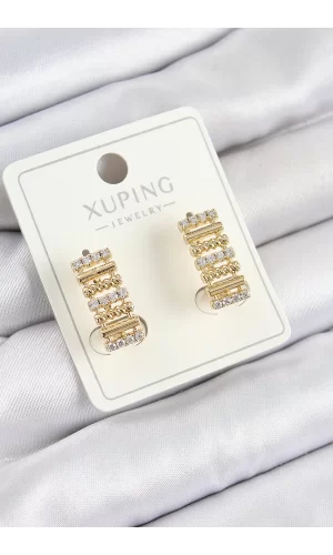 Xuping Zirkon Taşlı Dikdörtgen Model Gold Renk Kadın Küpe