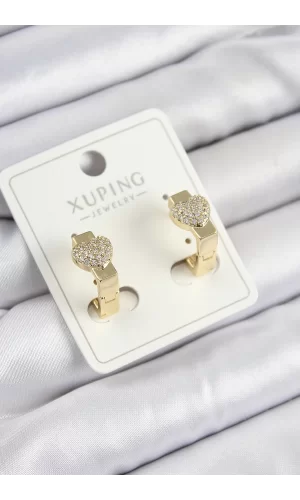 Xuping Zirkon Taşlı Kalp Model Gold Renk Kadın Küpe