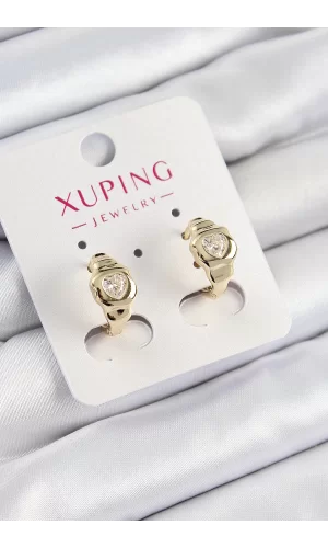 Xuping Zirkon Taşlı Kalp Model Gold Renk Kadın Küpe