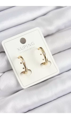 Xuping Zirkon Taşlı Oval Model Gold Renk Kadın Küpe