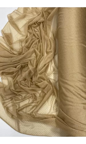 Yağmur Damlası Simli Abiye Elbise Şallık Tül Kumaş Gold 28