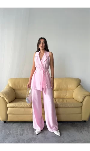 YELEK - PANTOLON TAKIM ÇİLEK KUMAŞ - Pembe