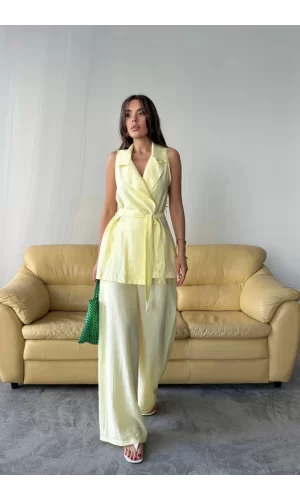 YELEK - PANTOLON TAKIM ÇİLEK KUMAŞ - Sarı
