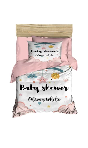 Yenidoğan Kız Bebek Nevresim Takımı &#37;100 Pamuklu  Baby Shower White