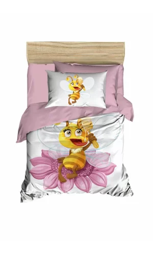 Yenidoğan Kız Bebek Nevresim Takımı &#37;100 Pamuklu  Lady Bee